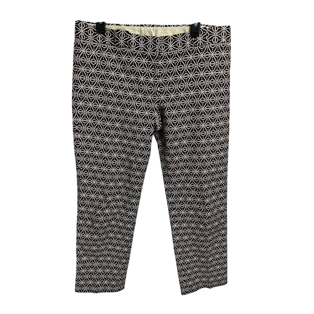 Tory Burch Geometric Print Womens Golf Pants Size 10 Brown & White Cotton Blend